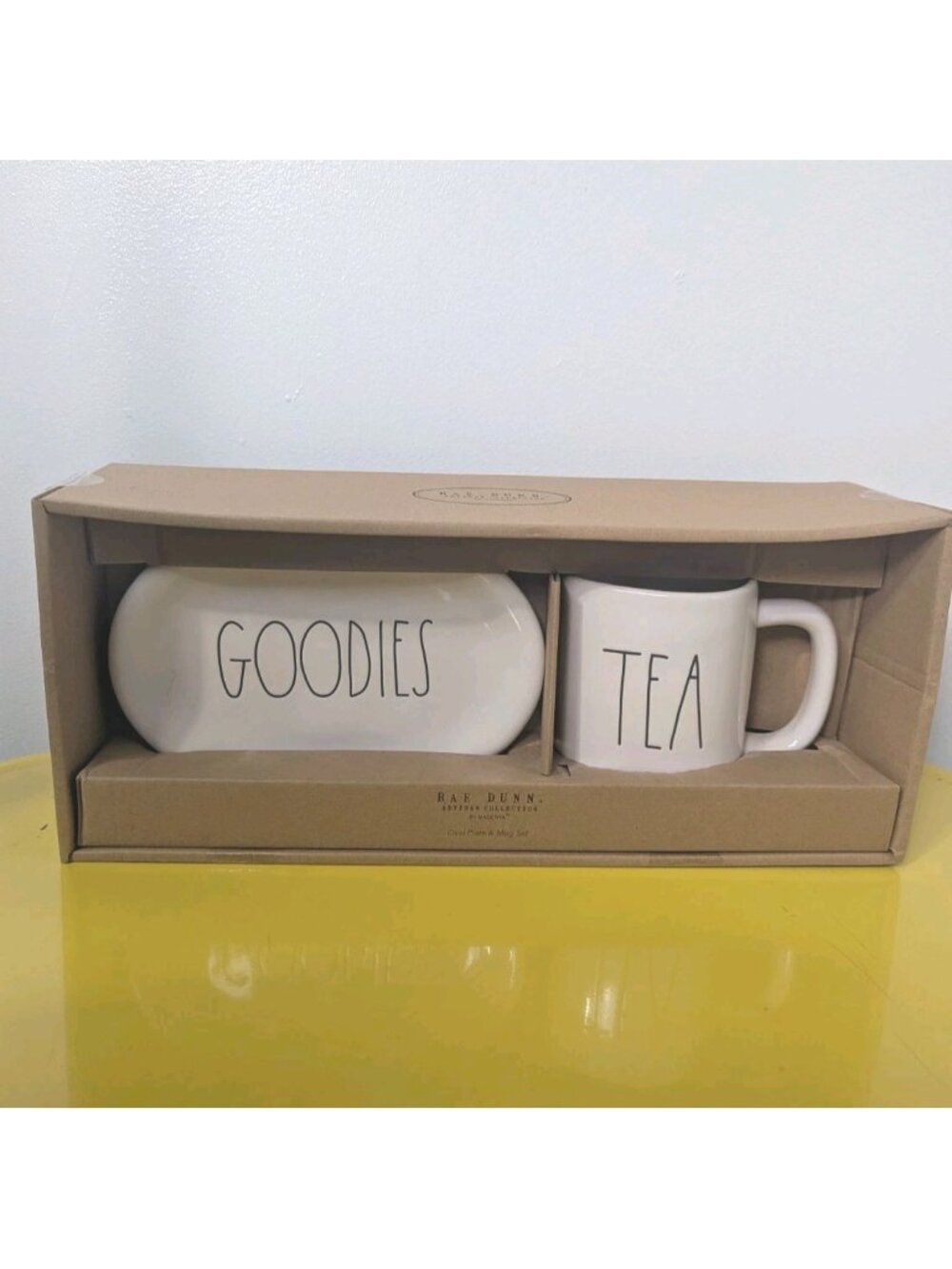 RAE DUNN  GOODIES & TEA Oval Plate and Mug Gift Set NIB Artisan Collection